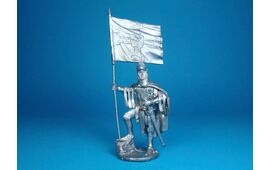Тевтонский рыцарь со знаменем Ордена 1500 год оловянная миниатюра