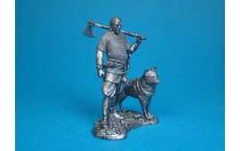 Викинг с собакой, X век оловянная миниатюра